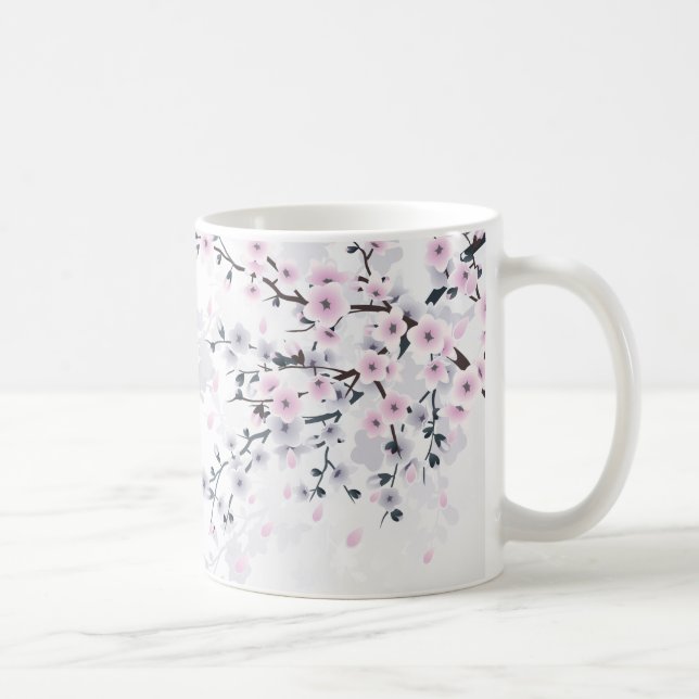 Taza De Café Floral Cherry Blossom Dusky Pink Mauve (Derecha)