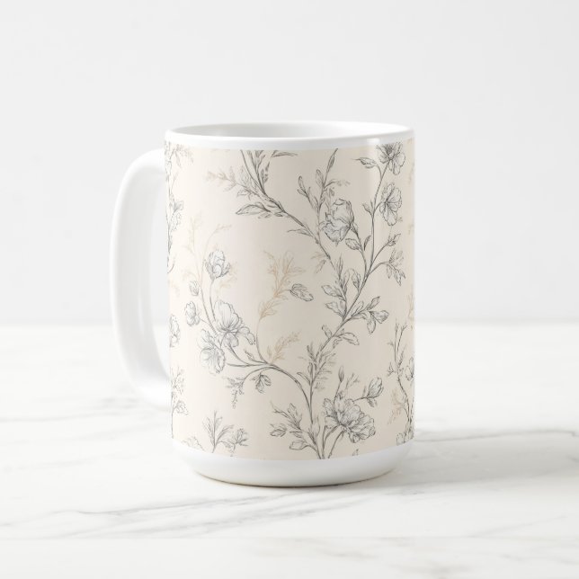 Taza De Café Floral Chic Crema (Anverso izquierdo)