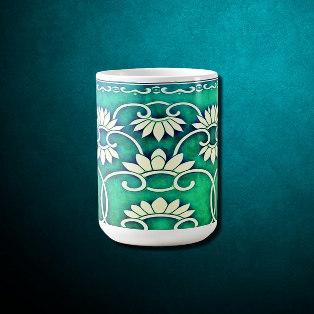 Taza De Café Floral china en verde azul (Subido por el creador)