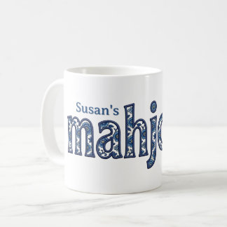 Taza De Café Floral Chinoiserie Azul Mahjong Personalizado