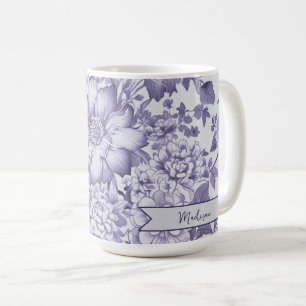 Taza De Café Floral chinomérica violeta personalizada