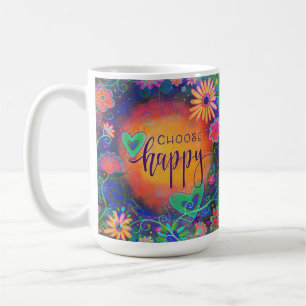 Taza De Café Floral colorida elegir feliz