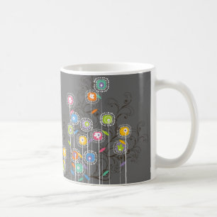Taza De Café Floral colorido caprichoso del jardín de flores