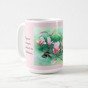 Taza De Café Floral con mariposas, con versos romanos 12:12