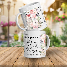 Taza de café floral con versículo bíblico cristian