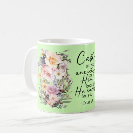 Taza de café floral con versículo cristiano de Sal
