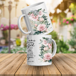 Taza de café floral con versículo cristiano de Sal