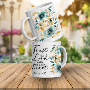 Taza De Café Floral Con Versículo De Proverbios