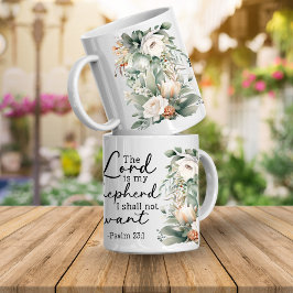 Taza de café floral con versículo de Salmos