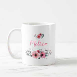 Taza de café floral conocida de encargo
