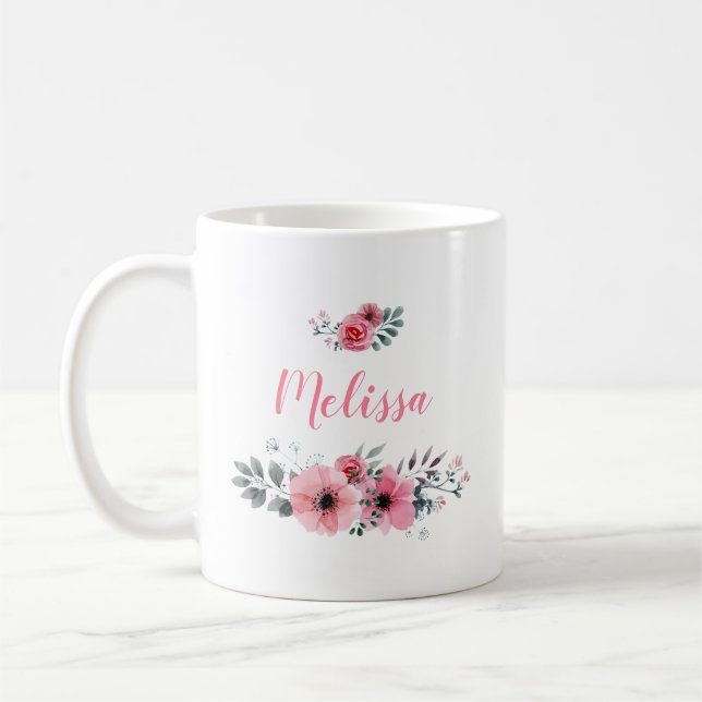 Taza de café floral conocida de encargo (Izquierda)