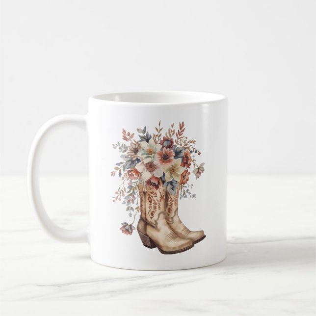 Taza De Café Floral Cowgirl Boots (Izquierda)