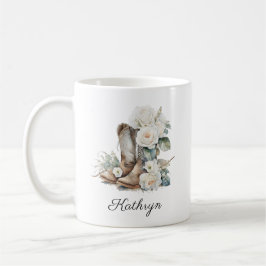 Taza De Café Floral Cowgirl Boots Peonies Café personal Mug