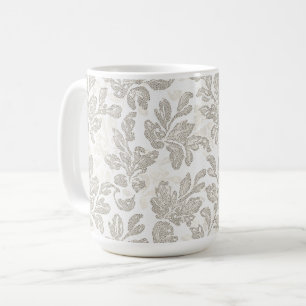 Taza De Café Floral Crema Blanca Chic