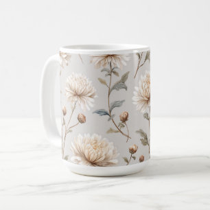 Taza De Café Floral Crema Marrón Cacao 