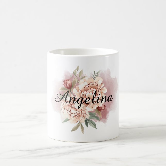 Taza De Café Floral Crema Roja (Centro)