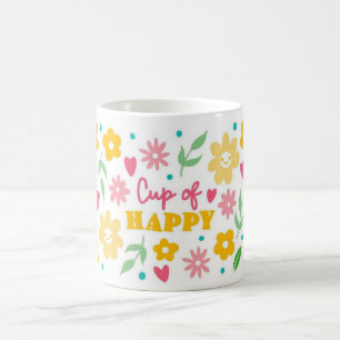 Taza de café floral Cup of Happy
