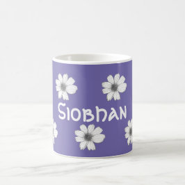 Taza De Café Floral Custom Name Purple