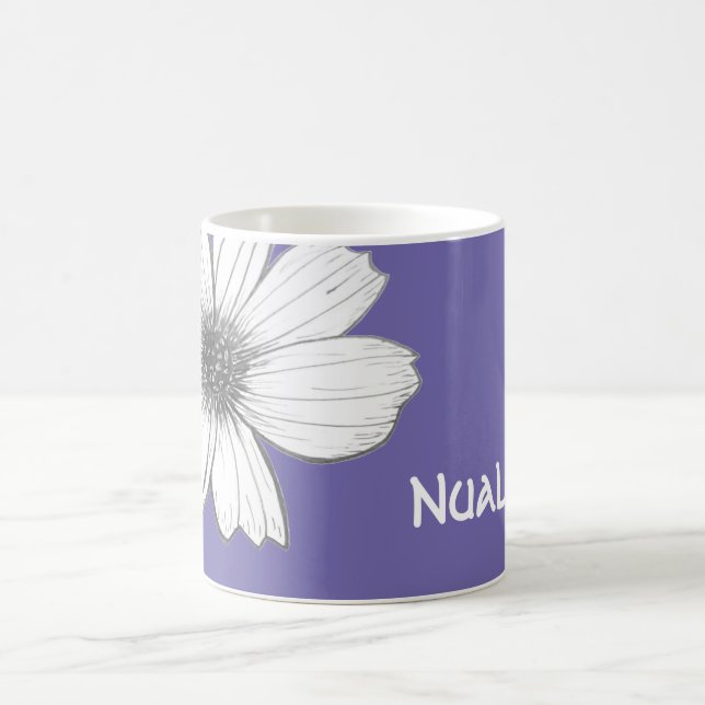 Taza De Café Floral Custom Name Purple (Centro)