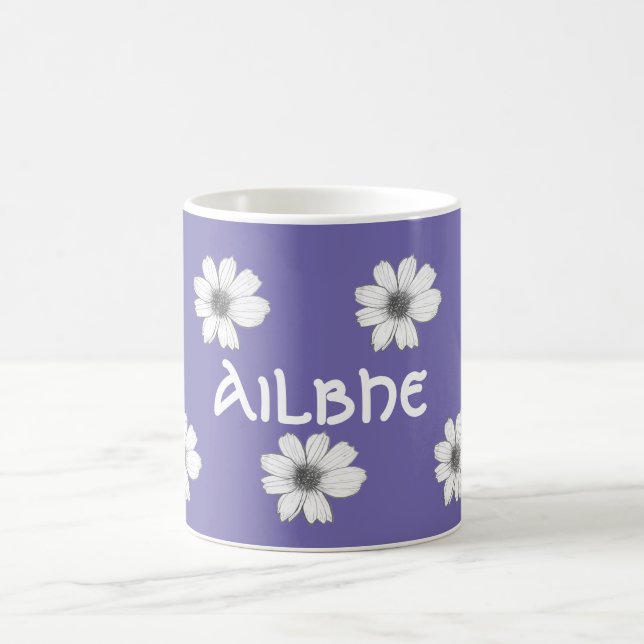 Taza De Café Floral Custom Name Purple (Centro)