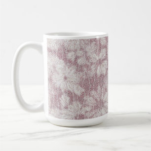 Taza De Café Floral Daisy Terciopelo Rosa Polvoriento