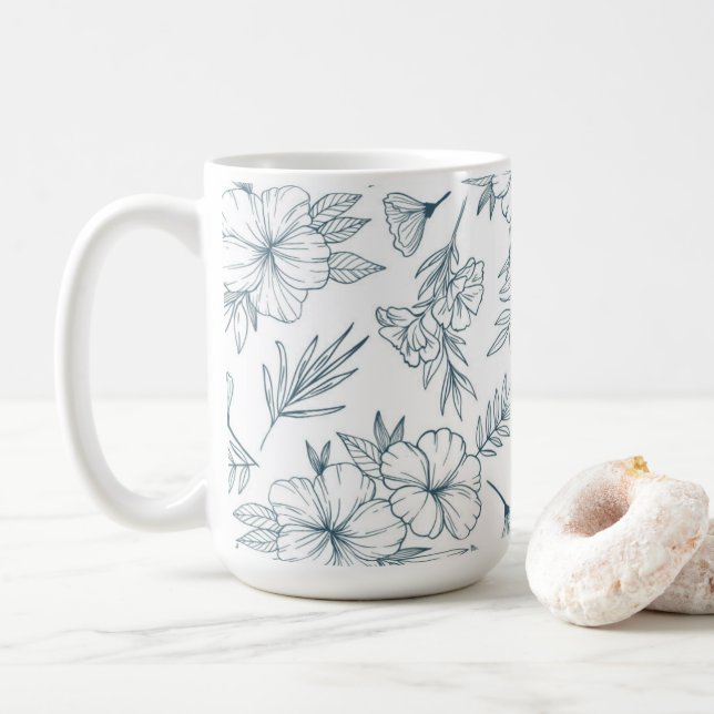 Taza de café floral de 15oz (Con donut)