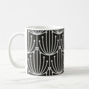 Taza De Café Floral de abstracto de cosecha en blanco y negro
