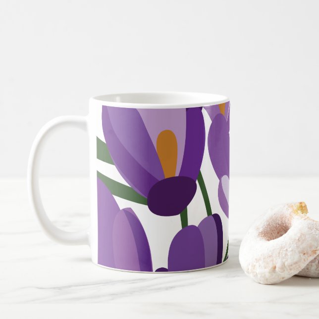 Taza De Café Floral de Azafrán Púrpura (Con donut)