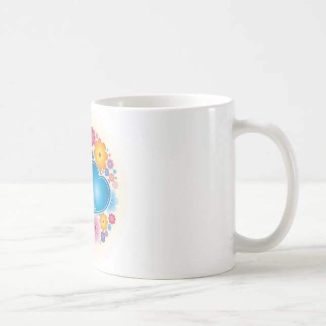 Taza De Café Floral de Blue Hearts (Derecha)