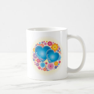 Taza De Café Floral de Blue Hearts