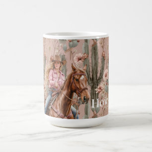 Taza De Café Floral de Cacus rosa rubio occidental