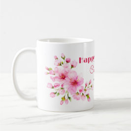 Taza De Café Floral de cerezo rosado rustico Sakura cumpleaños