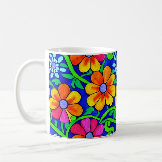 Taza De Café Floral de color bonito (Izquierda)