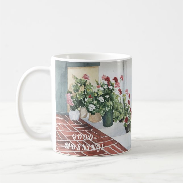 TAZA DE CAFÉ FLORAL DE COLOR DE AGUA ACOGEDOR PINTADO A MANO (Izquierda)