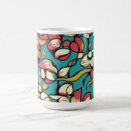 Taza De Café Floral de estilo Art Nouveau en rosa y azul mullid