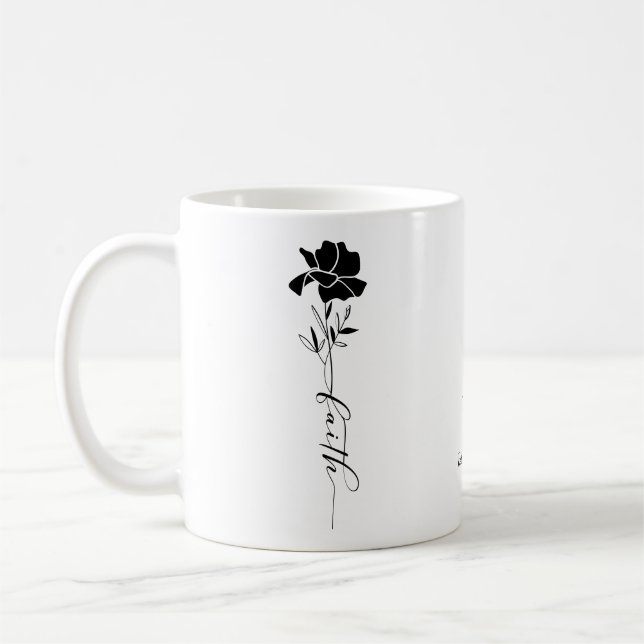 Taza De Café Floral de fe cristiana personalizada (Izquierda)
