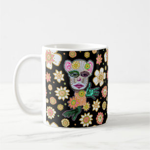 Taza De Café Floral de flores negras de Natalie Schorr