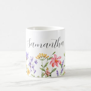 Taza De Café Floral de flores silvestres personalizadas