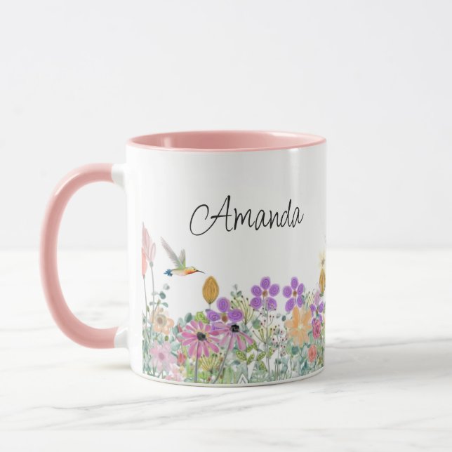 Taza de café floral de flores silvestres y verdor  (Izquierda)