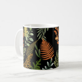 Taza De Café Floral de follaje botánico de Fern oscuro y colori