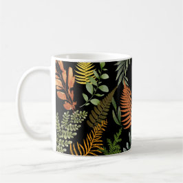 Taza De Café Floral de follaje botánico de Fern oscuro y colori