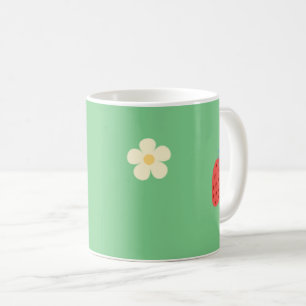 taza de café floral de fresa linda.
