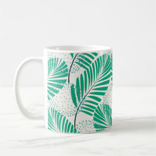 Taza De Café Floral de hojas de palma: cosecha blanca
