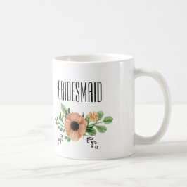 Taza de café floral de la dama de honor