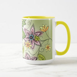 Taza de café floral de la primavera