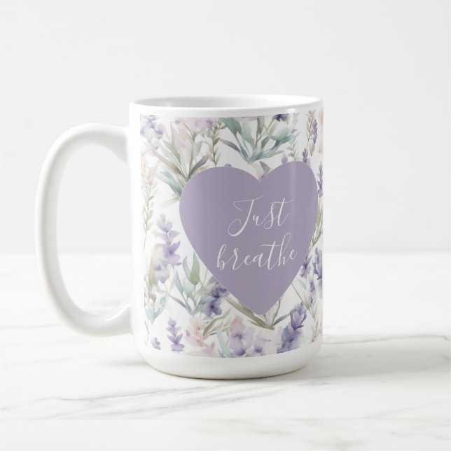 Taza De Café Floral de lavanda respira la motivación de la calm (Izquierda)