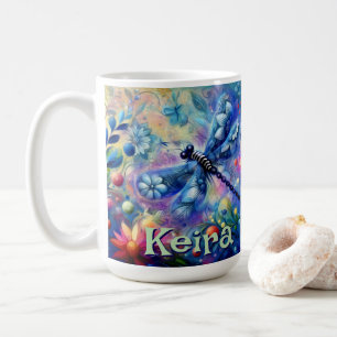 Taza De Café Floral de libélula abstracta caprichosa personaliz