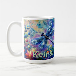Taza De Café Floral de libélula abstracta caprichosa personaliz