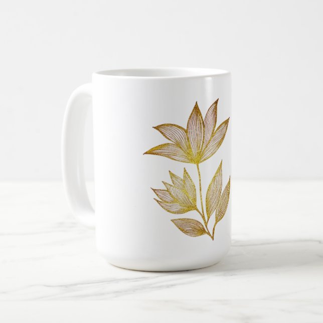 Taza de café floral de línea dorada (Anverso izquierdo)