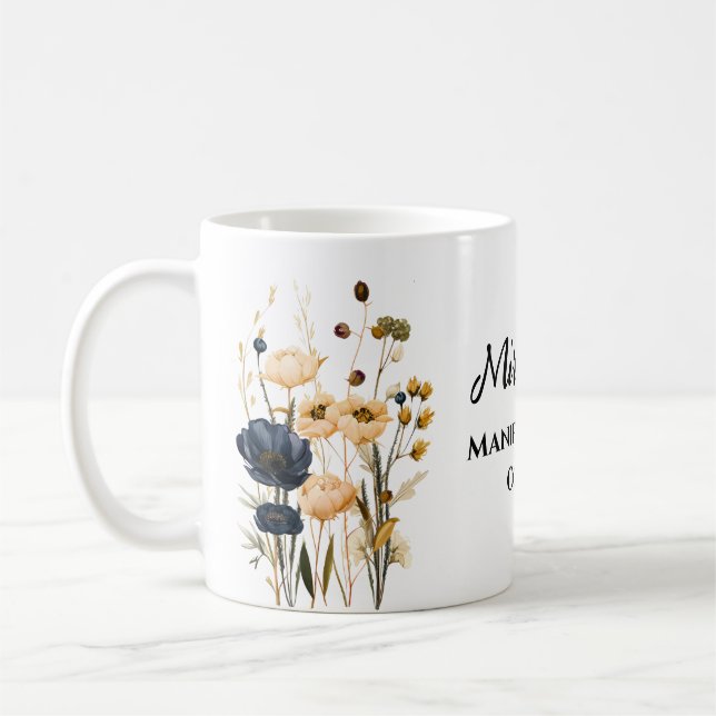 Taza De Café Floral de manifiesto personalizado (Izquierda)